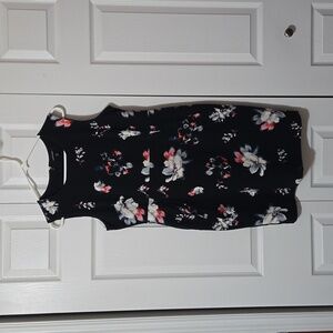 Lands' End Blue & Pink Floral Design Dress, Size 12P, Pockets, NWOT